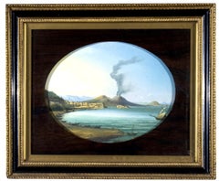 "View of Vesuvius" 19th century Italian watercolor
