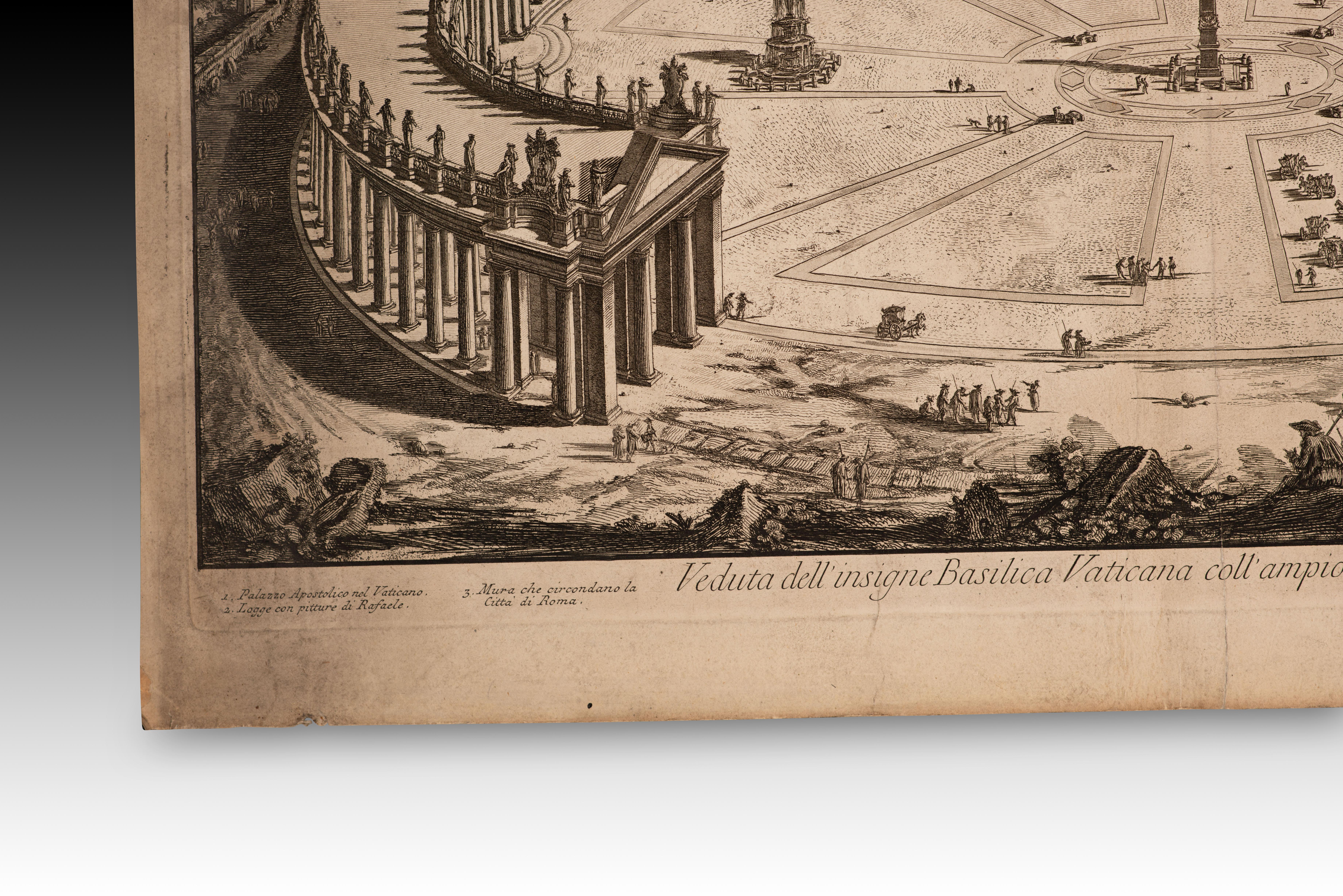 Neoclassical Veduta dell' famous Basilica Vaticana... PIRANESI, circa 1775 For Sale
