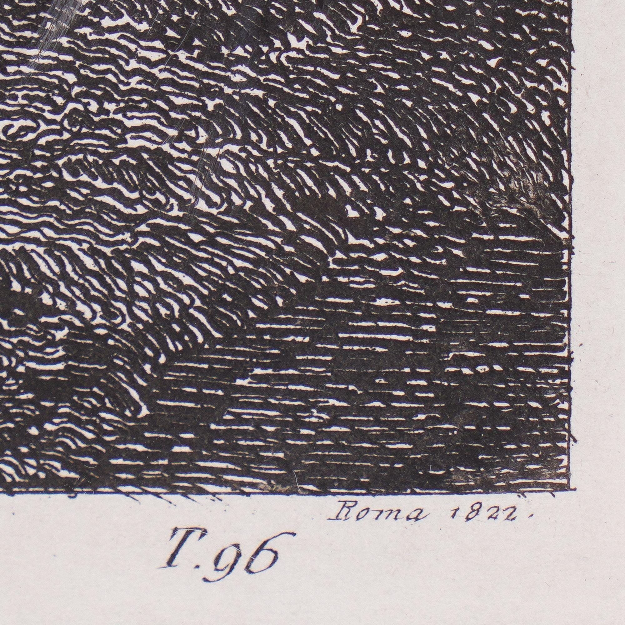 Paper Veduta della Piramide di C.Cestio by Luigi Rossini, 1822 For Sale