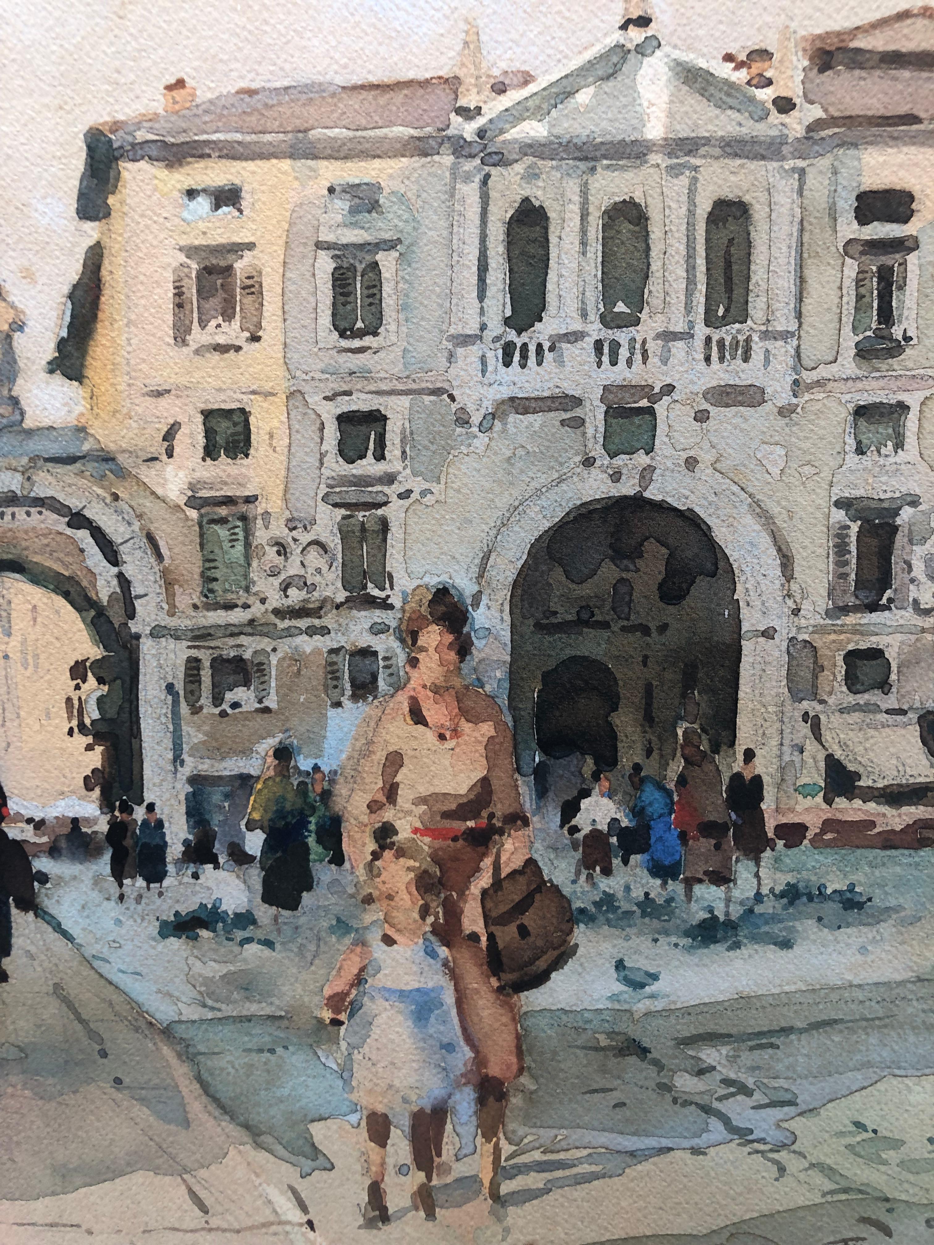 Acquerello su cartoncino di Ulderico Marotto raffigurante una veduta di Piazza dei Signori di Verona, nonché città natale dello stesso.
Ulderico Marotto era un grande appassionato dell'acquerello, tanto che, nel 1920, venne invitato alla VII
