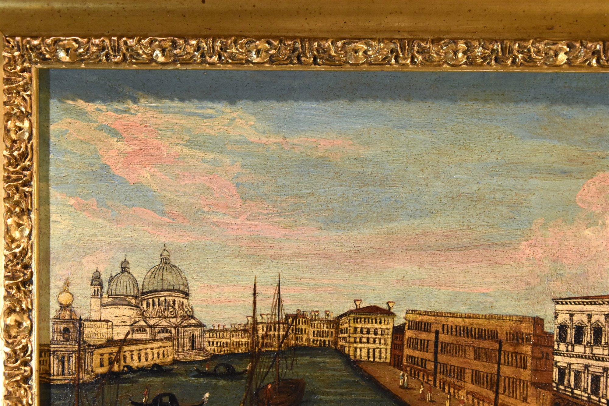 Veduta Venezia Canal Grande See Paesaggio Dipinto del 18° secolo Olio su tela Venezia in vendita 7