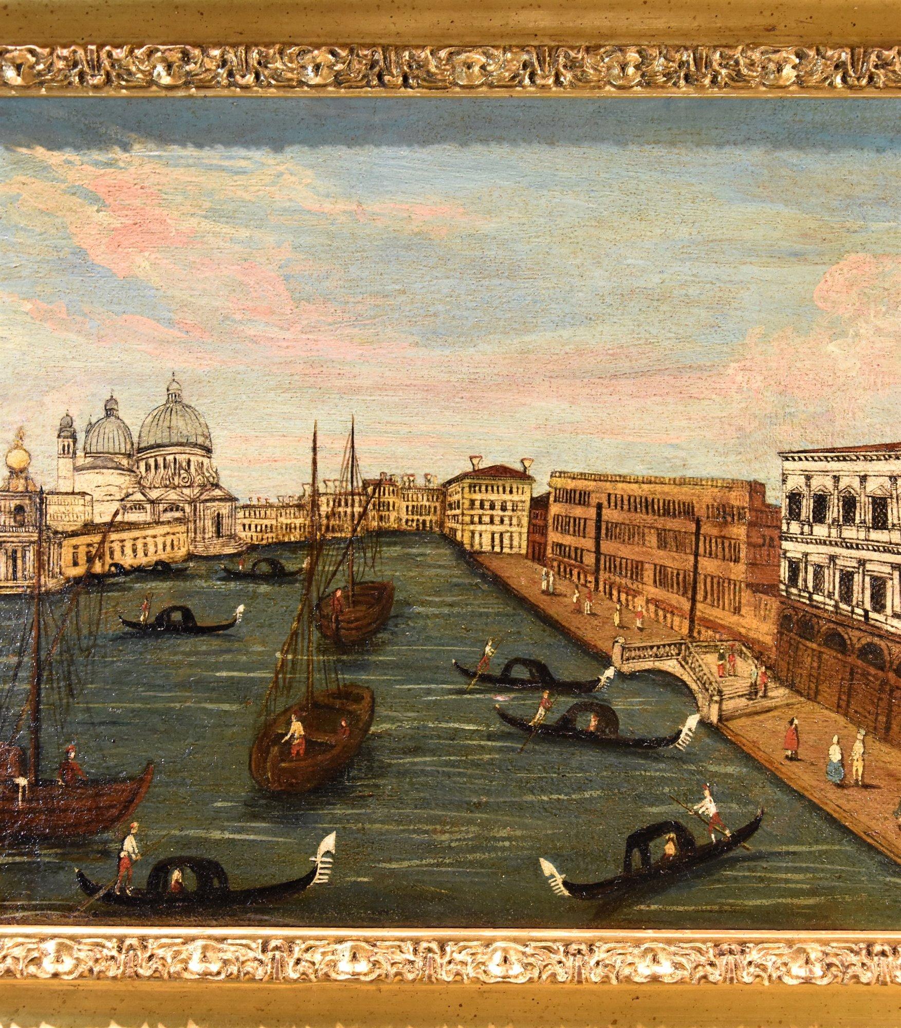 Veduta Venezia Canal Grande See Paesaggio Dipinto del 18° secolo Olio su tela Venezia in vendita 2