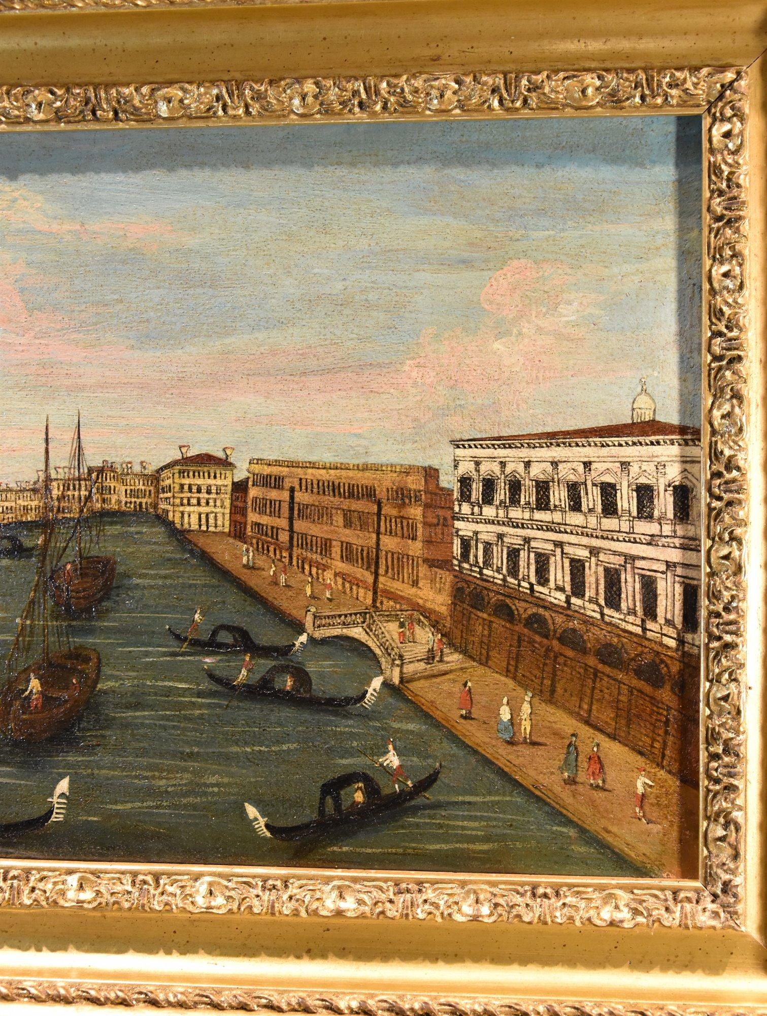 Veduta Venezia Canal Grande See Paesaggio Dipinto del 18° secolo Olio su tela Venezia in vendita 3