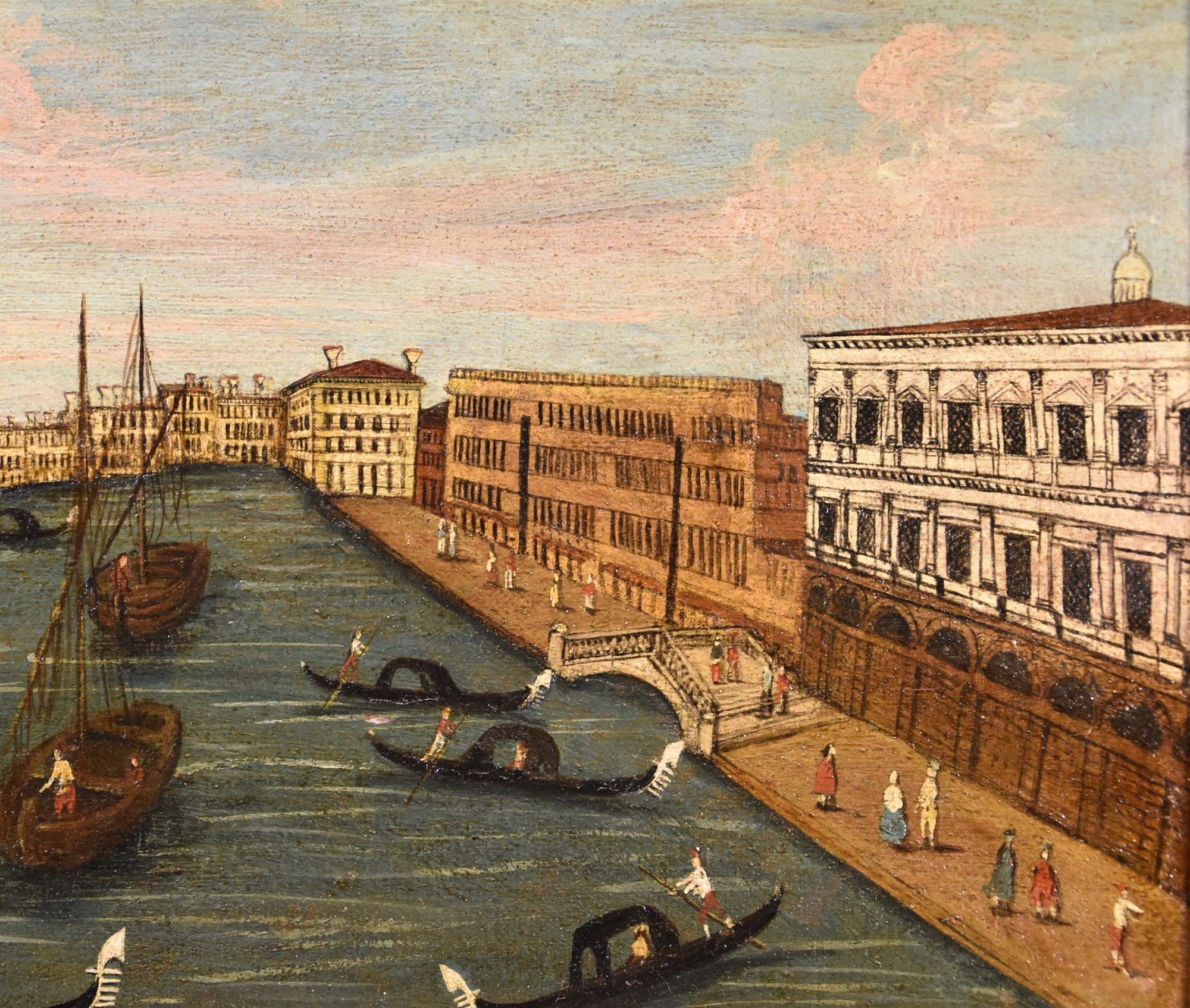 Veduta Venezia Canal Grande See Paesaggio Dipinto del 18° secolo Olio su tela Venezia in vendita 4