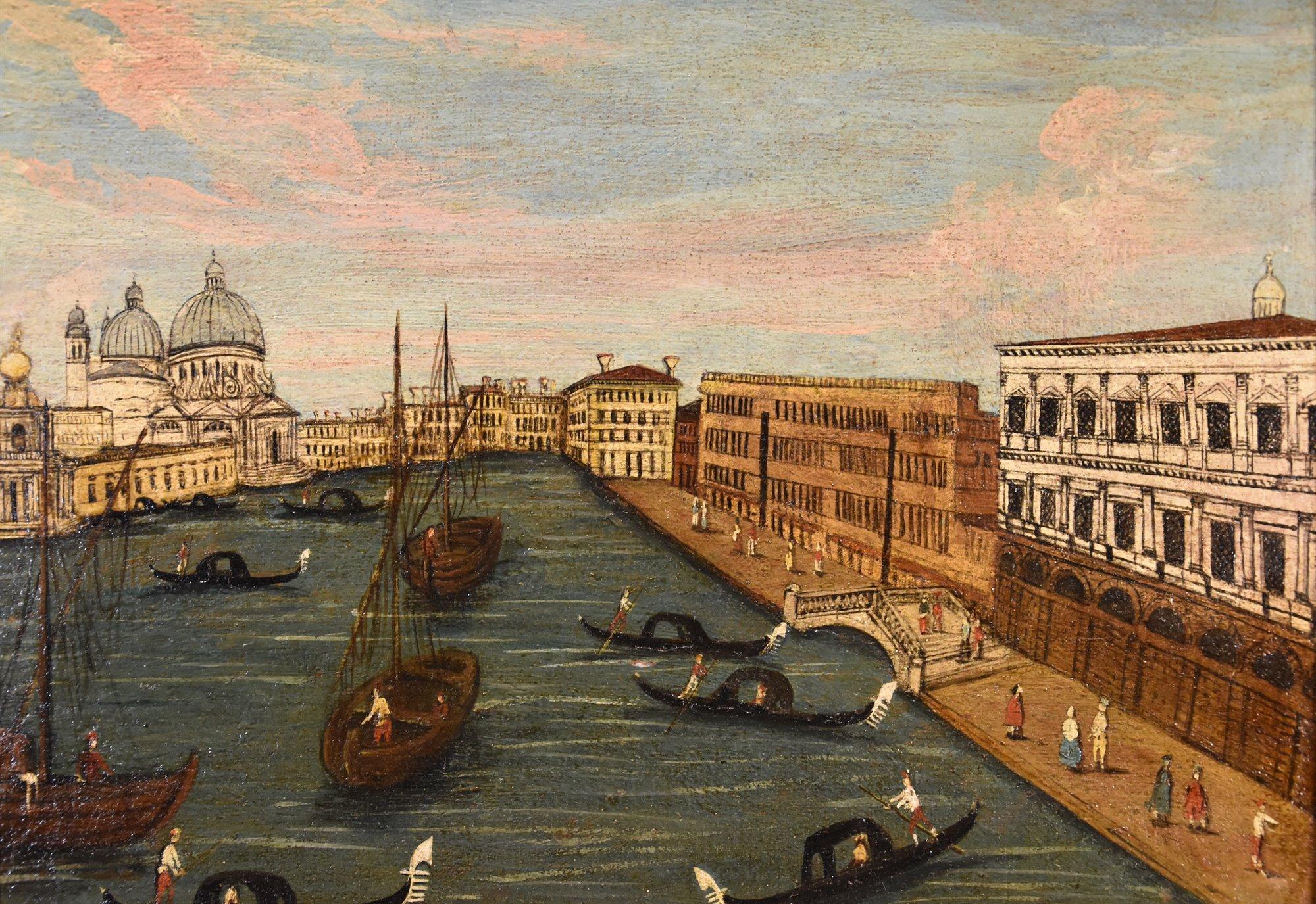 Veduta Venezia Canal Grande See Paesaggio Dipinto del 18° secolo Olio su tela Venezia in vendita 5