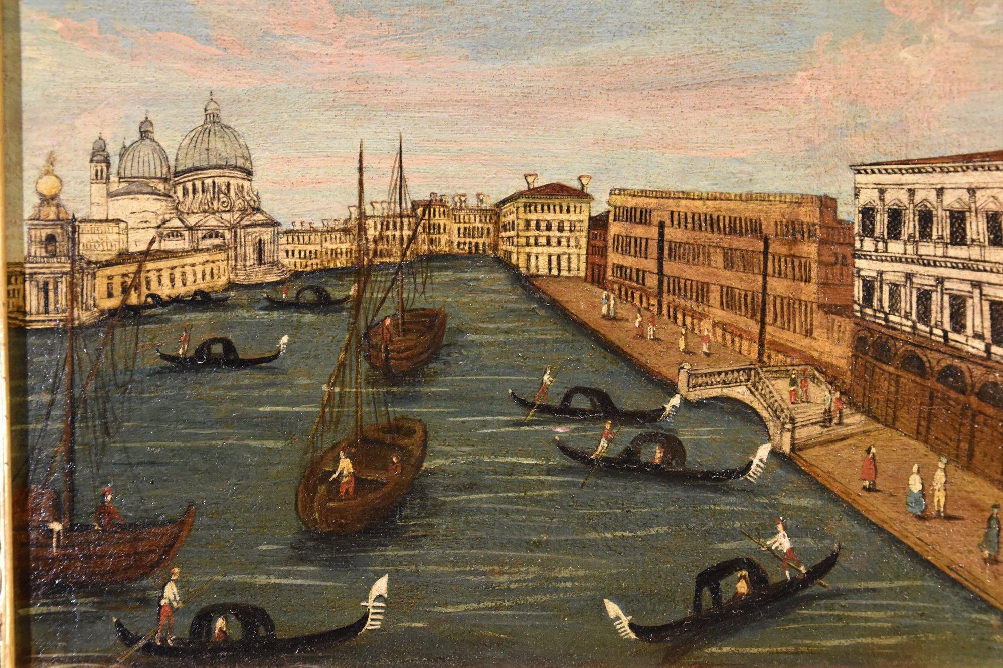 Veduta Venezia Canal Grande See Paesaggio Dipinto del 18° secolo Olio su tela Venezia in vendita 6