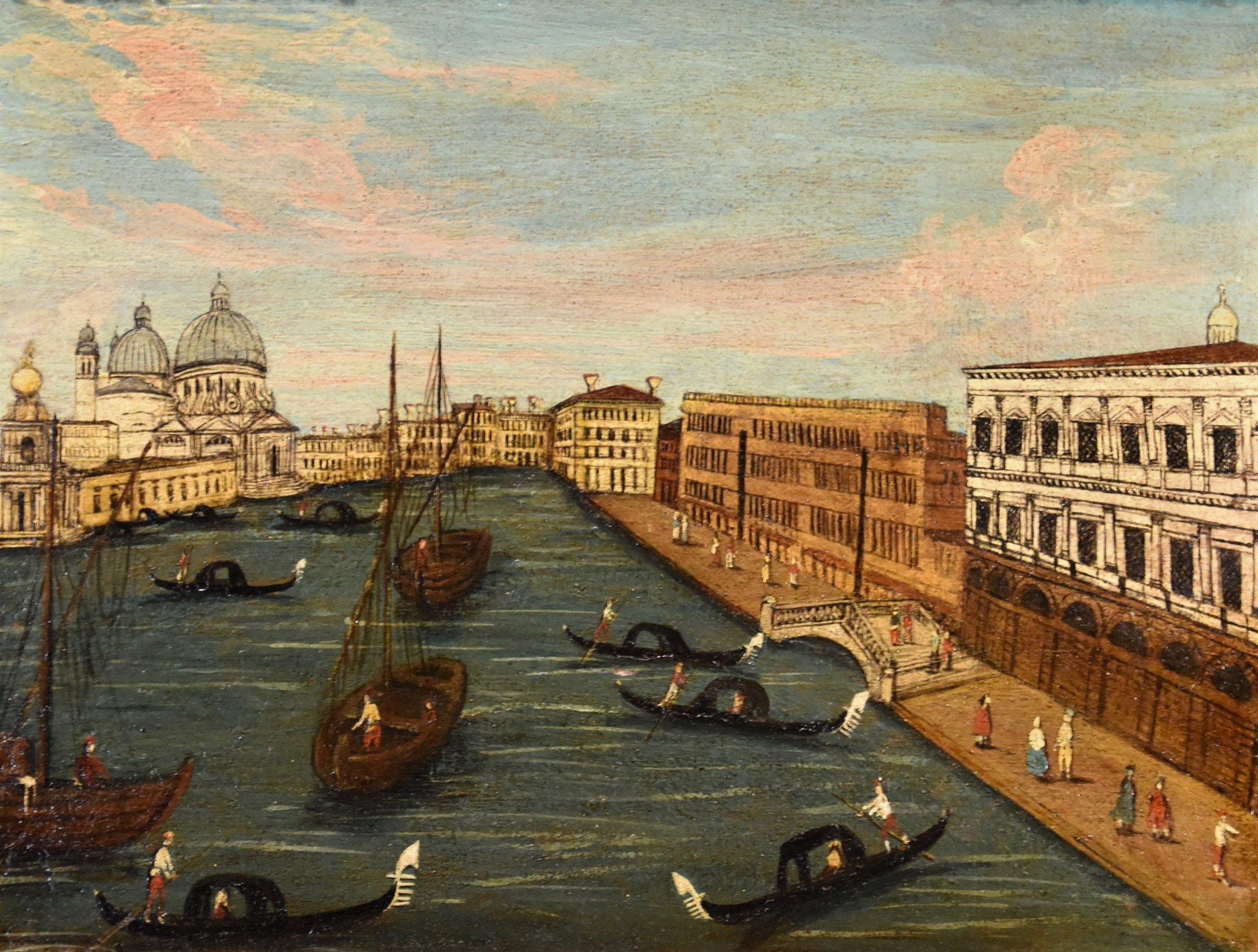 Veduta Venezia Canal Grande See Paesaggio Dipinto del 18° secolo Olio su tela Venezia - Painting di Vedutist Painter Of The 18th Century