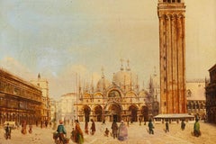 Venice St. Mark's Square Vedutist Painter 19th Century Paint Oil on canvas