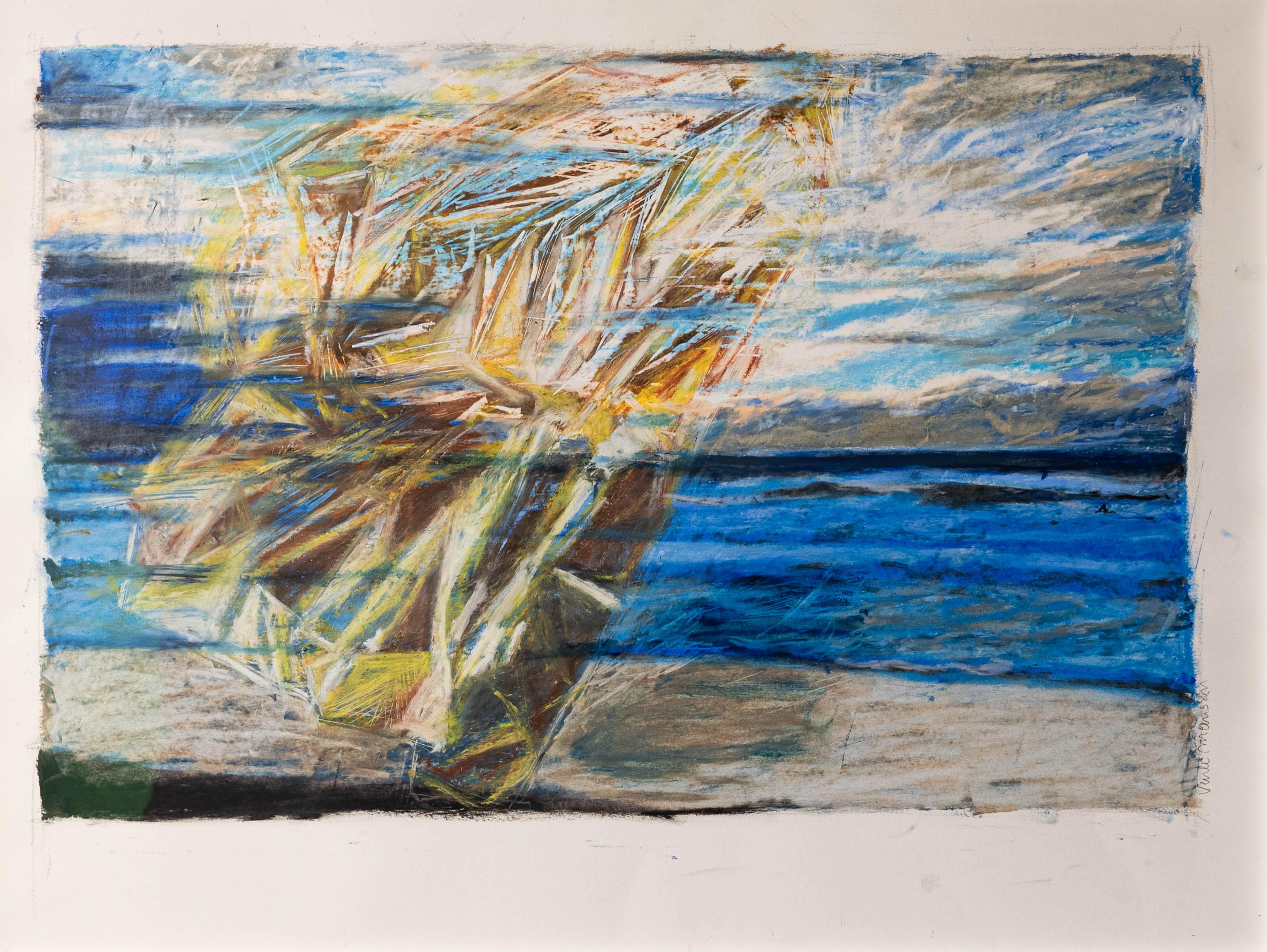 Pastel à l'huile sur papier Steinbach d'une composition abstraite - Expressionnisme abstrait Painting par Veerle Meeussen