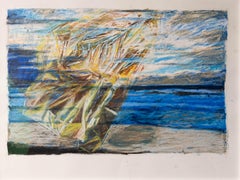 Pastel à l'huile sur papier Steinbach d'une composition abstraite