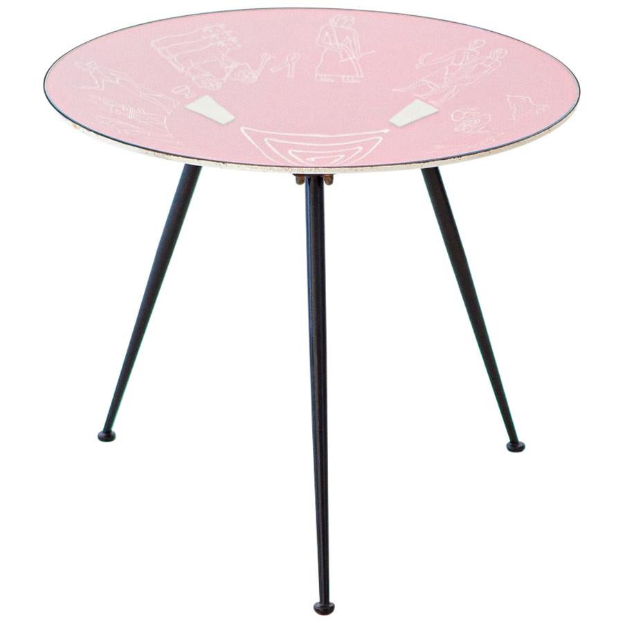 Very Rare Italian Round Tripod Coffee Table , 1950s