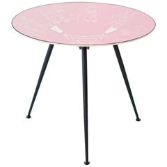 Vintage Very Rare Italian Round Tripod Coffee Table , 1950s