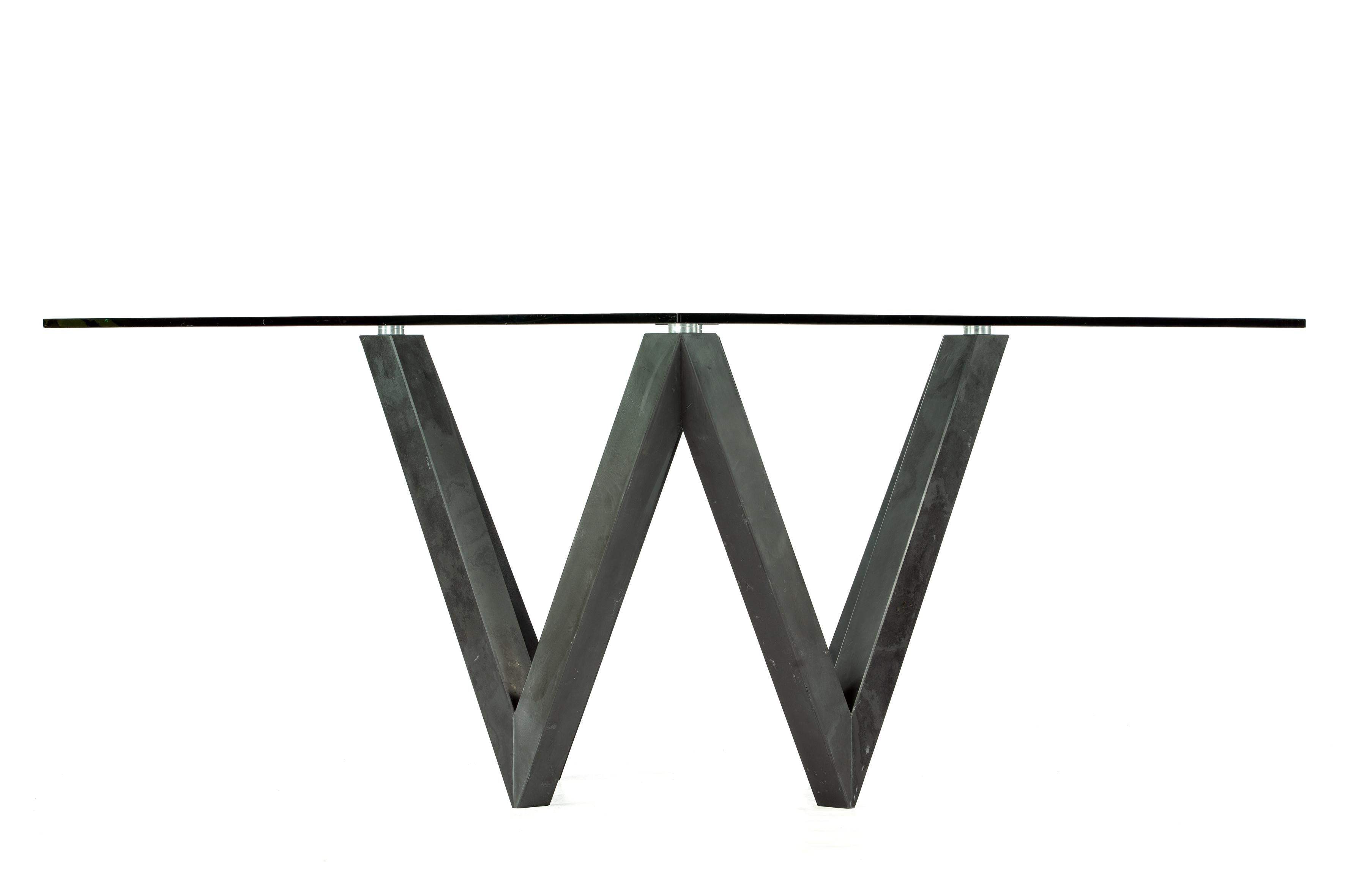 Modern VEGA Black Slate Dining Table Stone Contemporary Design Joaquín Moll In Stock For Sale