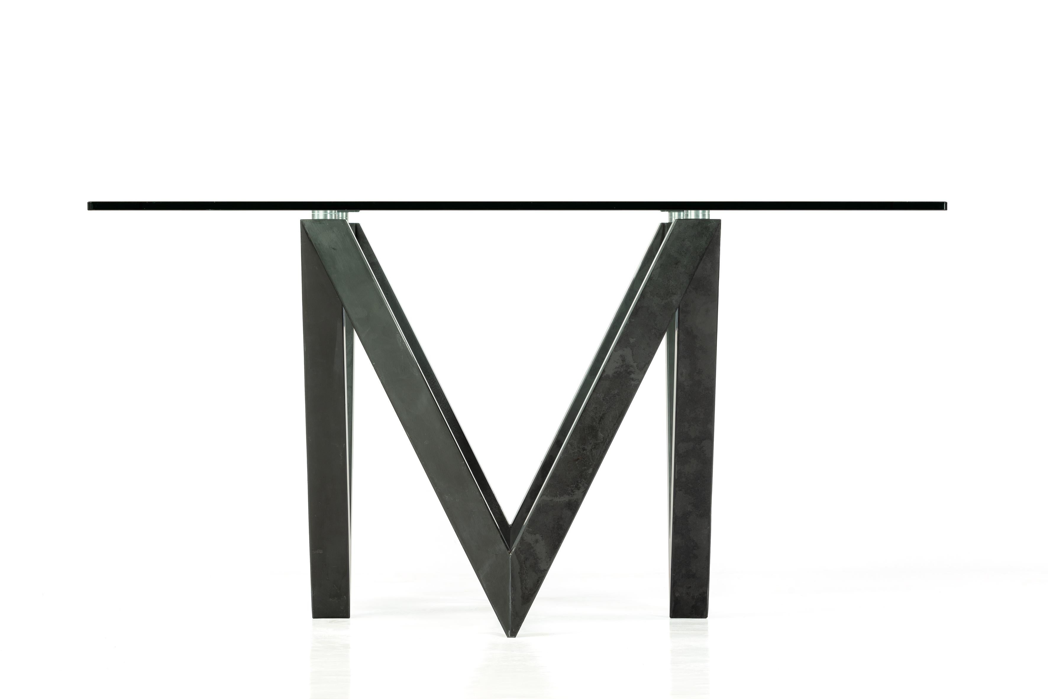 Spanish VEGA Black Slate Dining Table Stone Contemporary Design Joaquín Moll In Stock For Sale