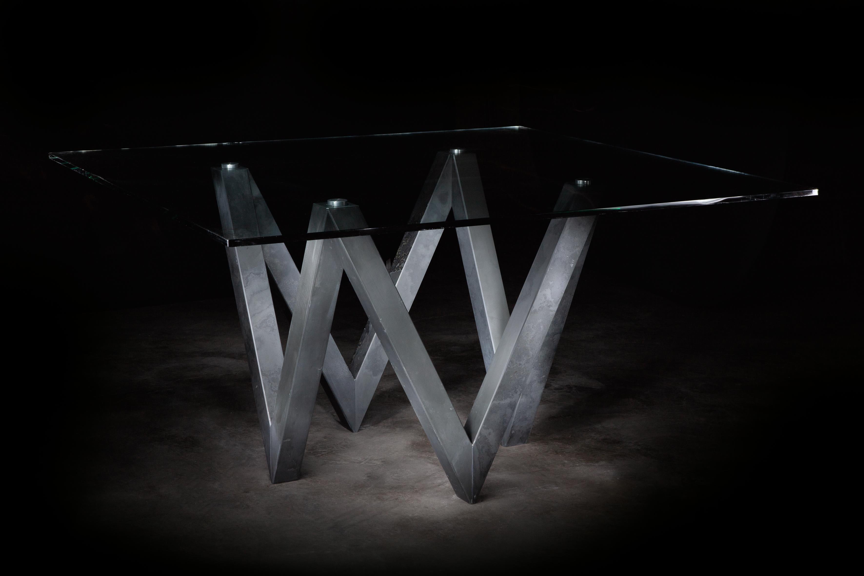 Polished VEGA Black Slate Dining Table Stone Contemporary Design Joaquín Moll In Stock For Sale