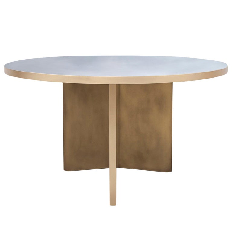 Vega Dining Table 'Round', Customizable Metal and Resin For Sale