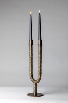 Vega - Italian Two-Arm Candleholder in Cast Solid Brass
