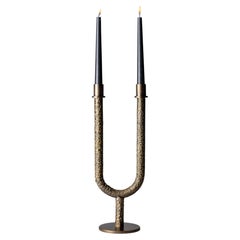 Vega - Italian Two-Arm Candleholder in Cast Solid Brass