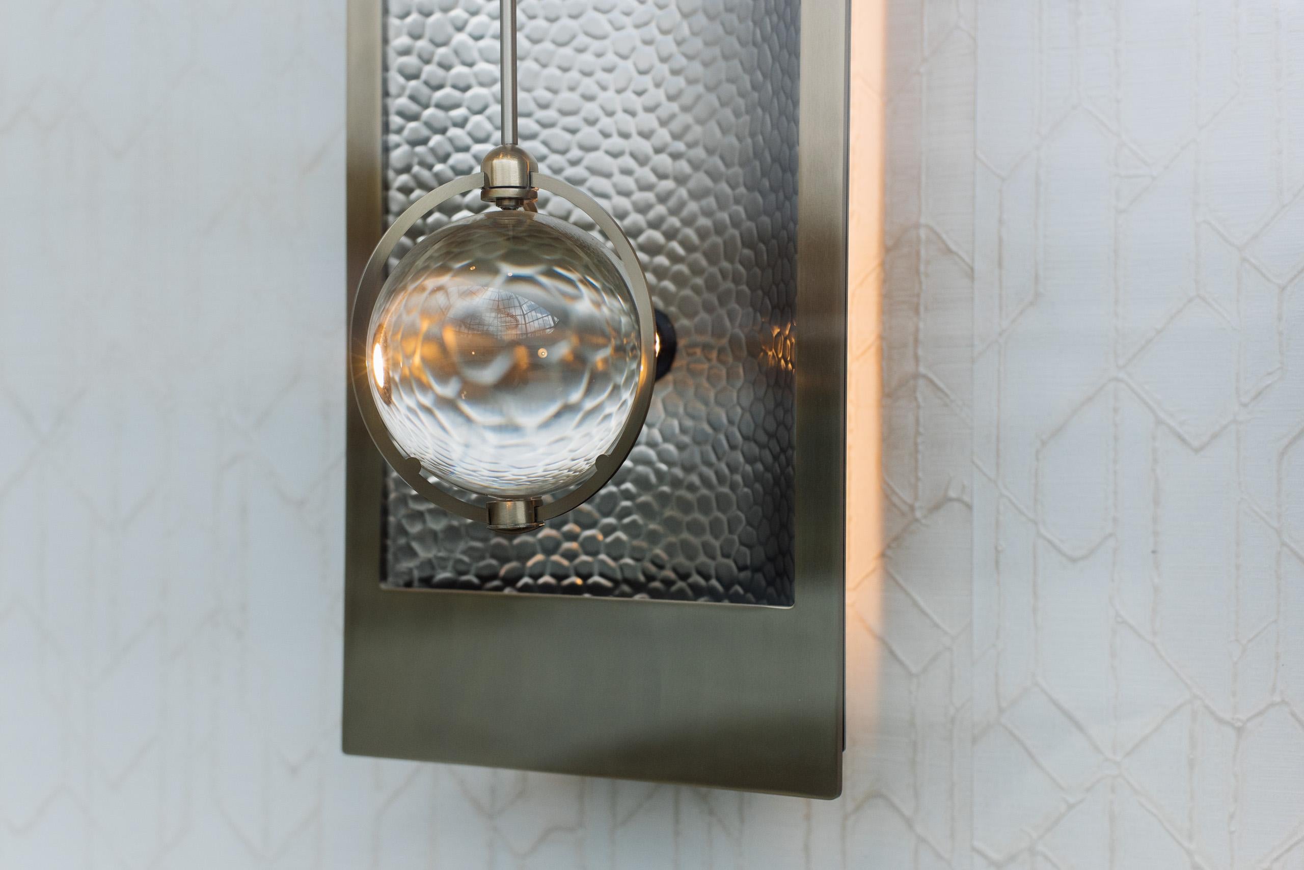 Vega Modern Metal Wall Light with Glass Sphere Ex-Display Sale For Sale 1