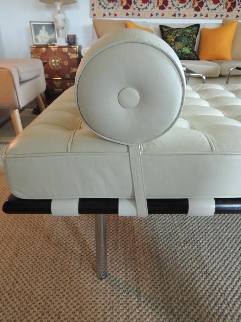 Vegan Leather Barcelona Style Daybed with Round Bolster Pillow at