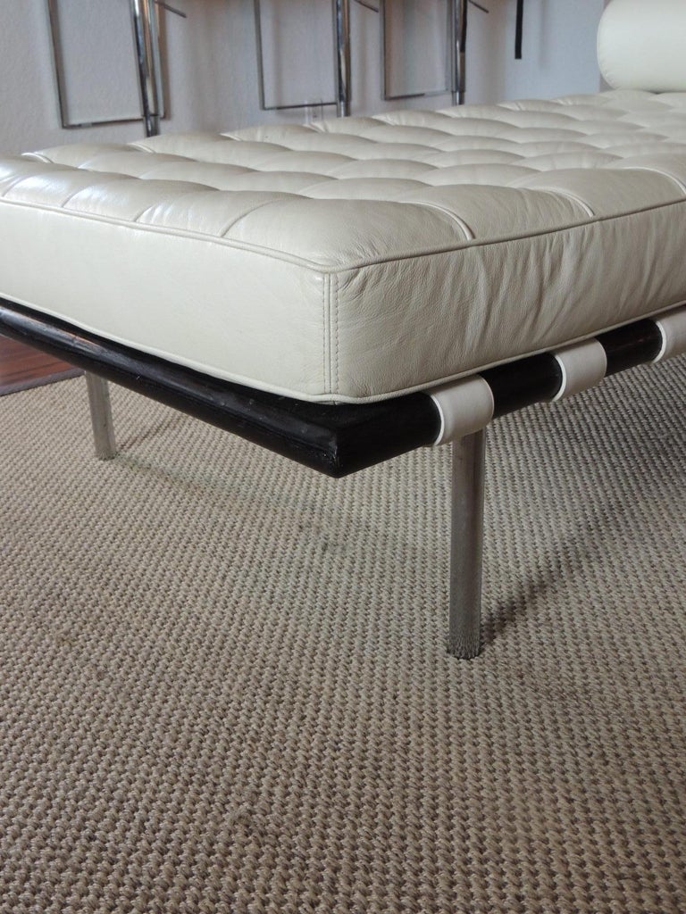 Vegan Leather Barcelona Style Daybed with Round Bolster Pillow at