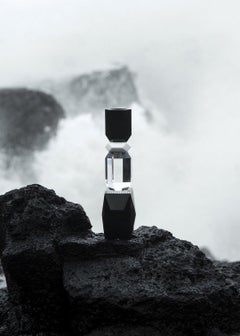 Portalampada a T in cristallo Vegas, cristallo contemporaneo scolpito a mano