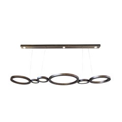 Vegas Suspension Ring Light in Dark and Light Satin Bronze and Alabaster Effect