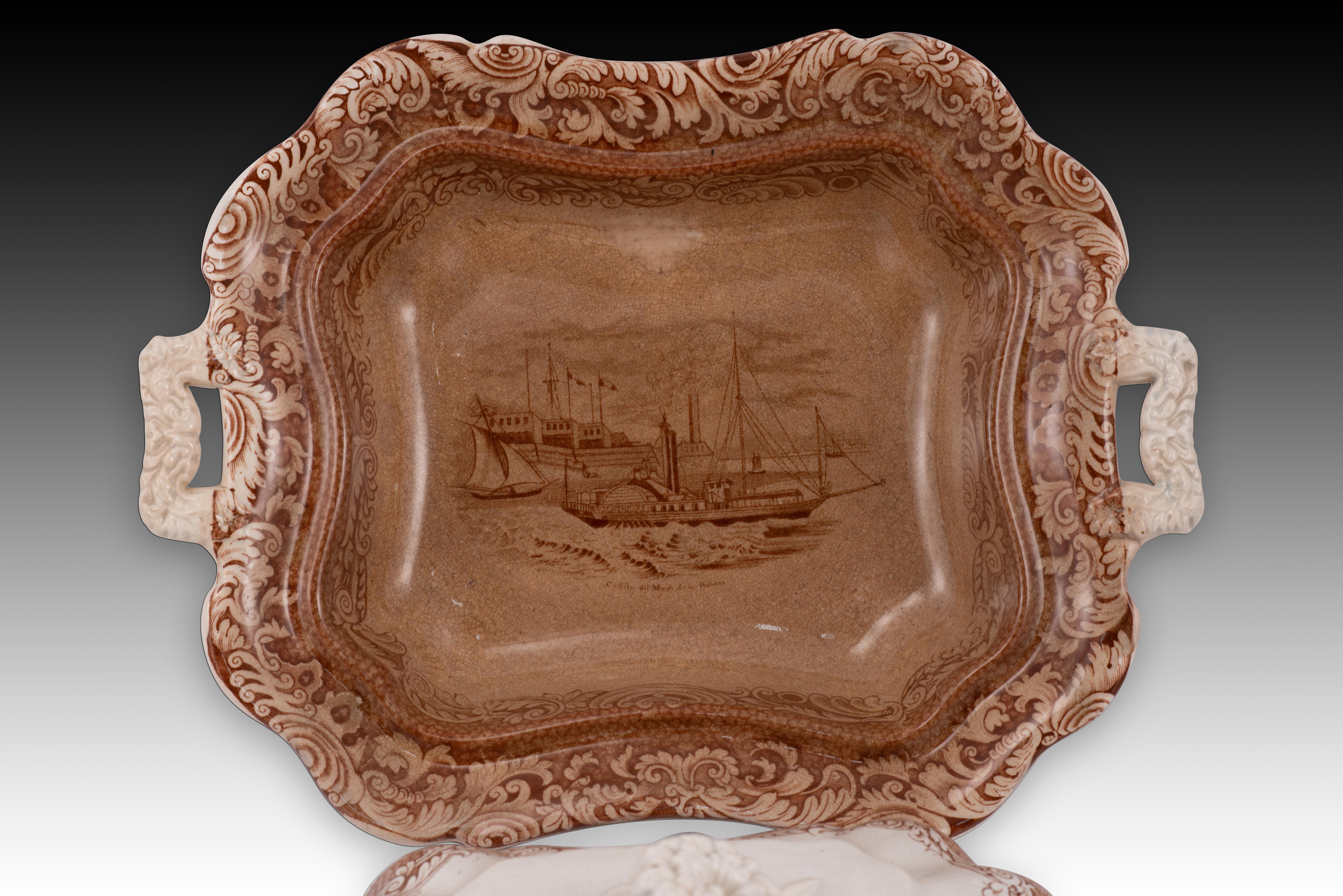Other Vegetable bowl with lid, Morro Castle, Havana, Cuba. Sargadelos, 19th cent. For Sale