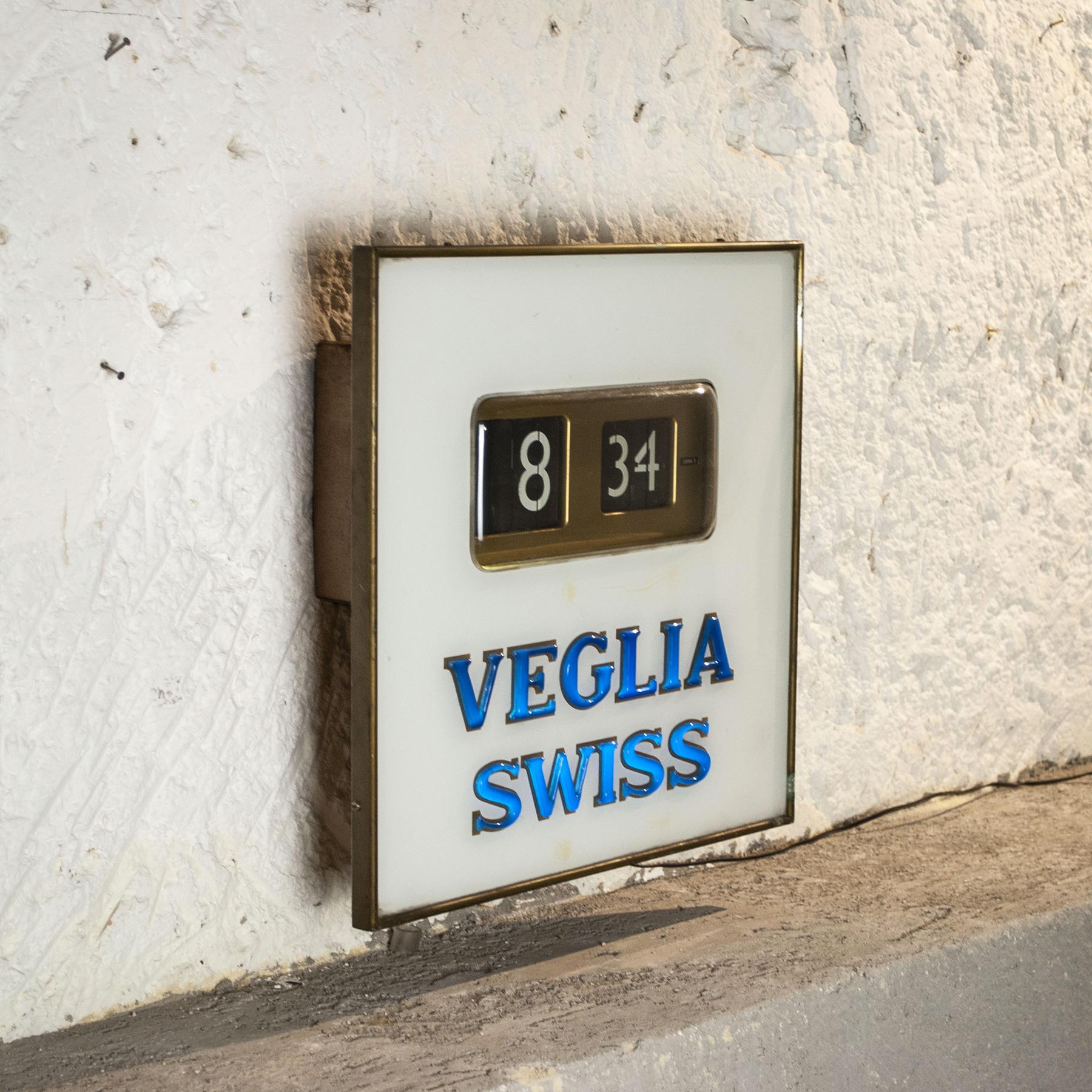 Mid-Century Modern Veglia Swiss Advertising Paddle Clock, 1960s