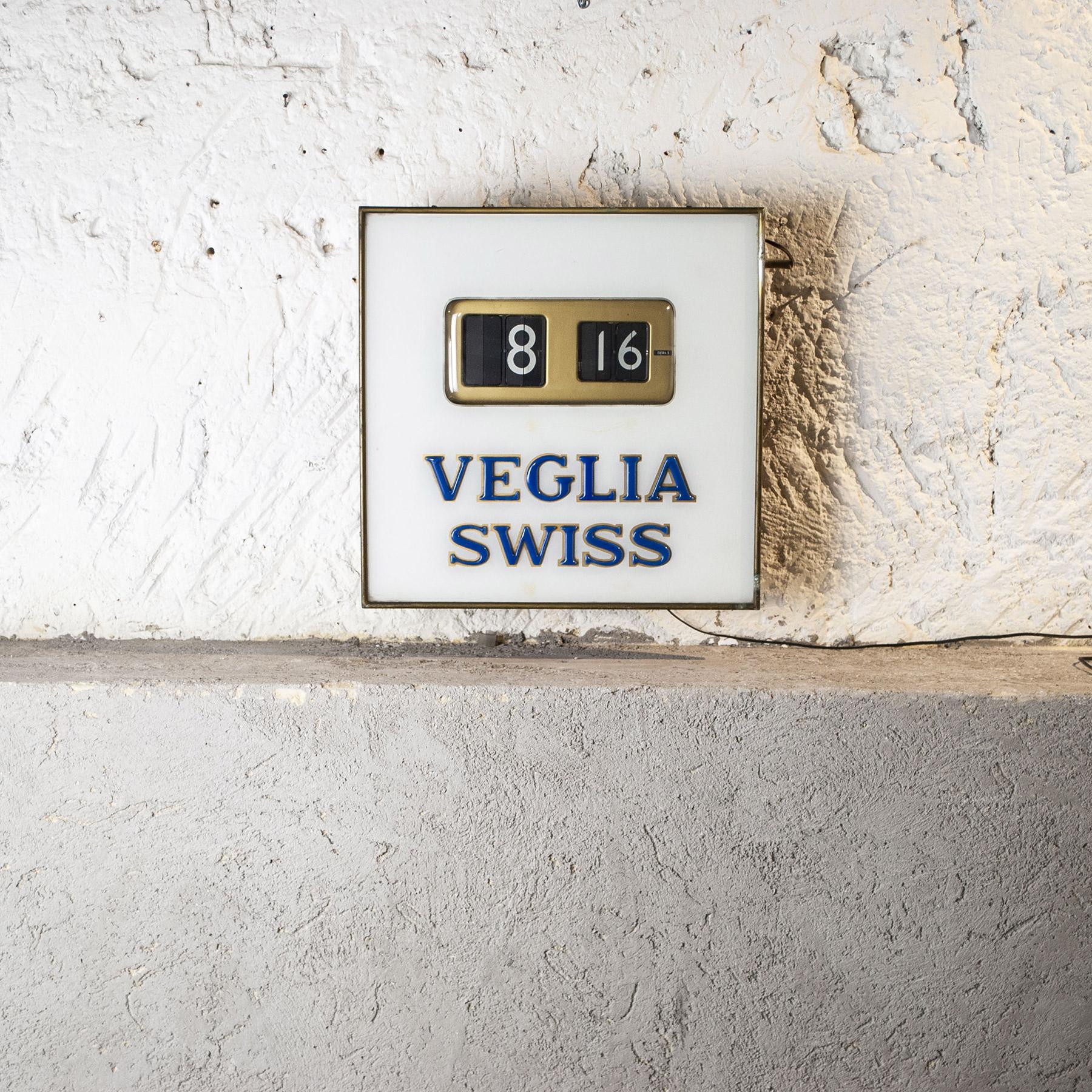 Veglia Swiss Advertising Paddle Clock, 1960s 1