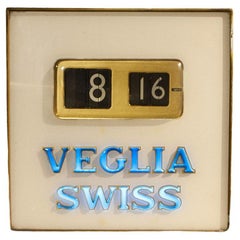 Veglia Swiss Advertising Paddle Clock, 1960s