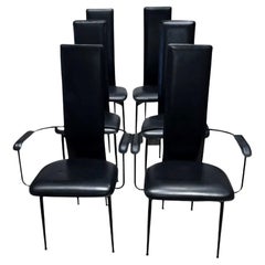 Vegni Black Leather Set of 6 Dining Chairs