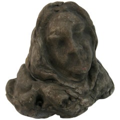 Folk Art Veiled Female Figure  Handmade  Clay Sculpture