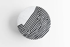 Veiled Coffee Table, Nero Marquinia and Carrara Marble Inlays, Brass Base