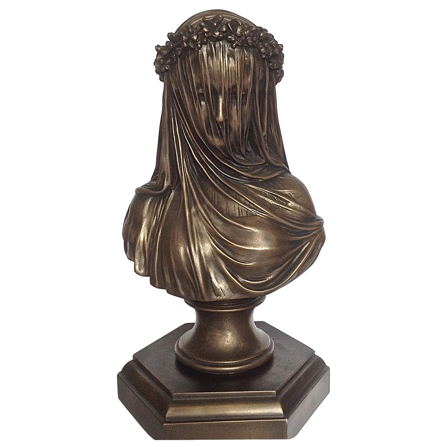 Veiled Lady Bronze Bust, 20th Century For Sale