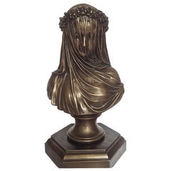 Veiled Lady Bronze Bust, 20th Century