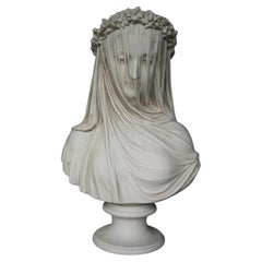 Veiled Lady Bust - 20th Century Marble Sculpture