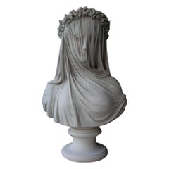 Veiled Lady Marble Bust, 20th Century