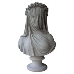 Veiled Lady Marble Bust, 20th Century