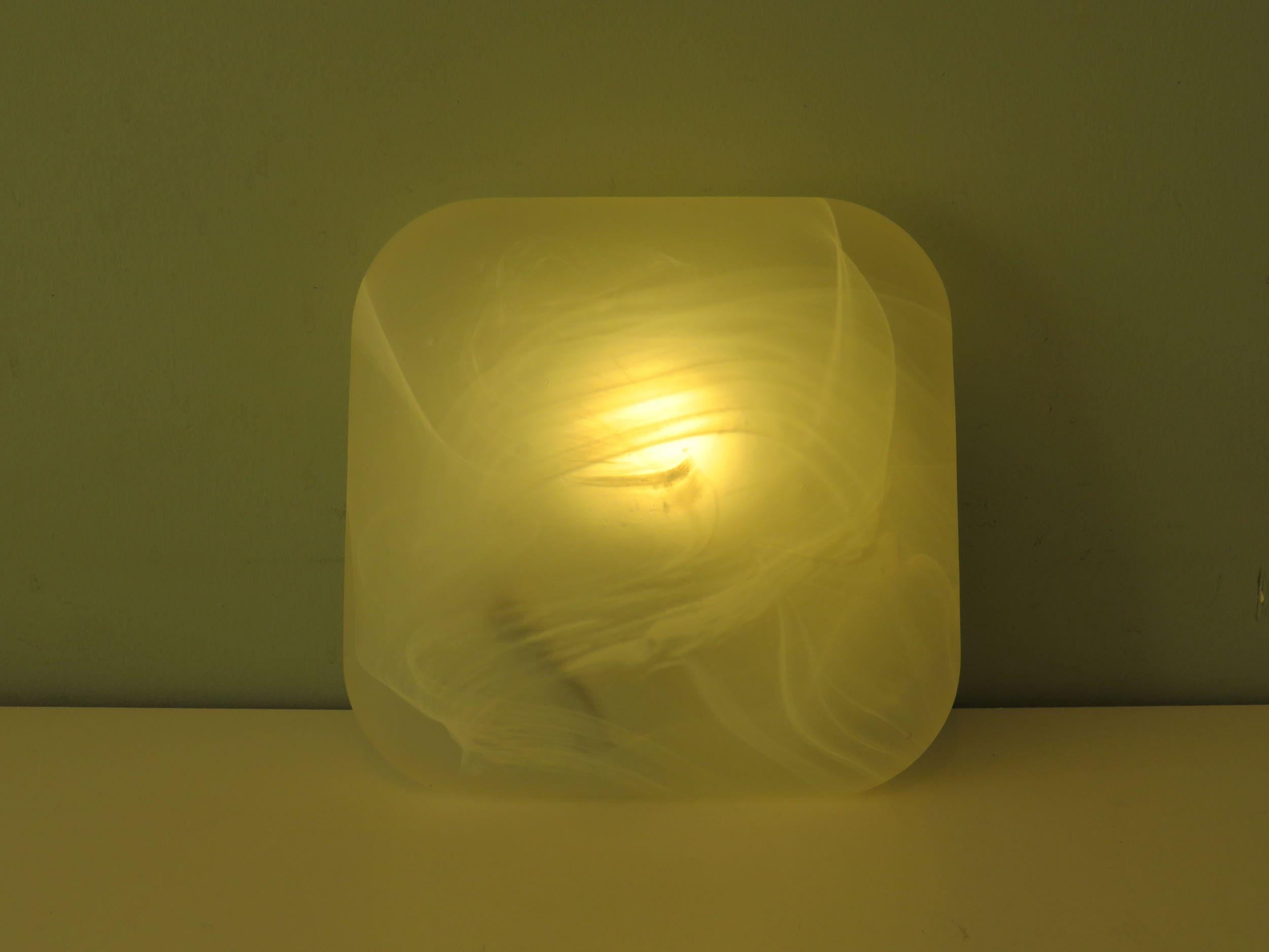 Minimalist Veiled Milk Glass Ceiling Lamp by Massive, Belgium 1980s For Sale