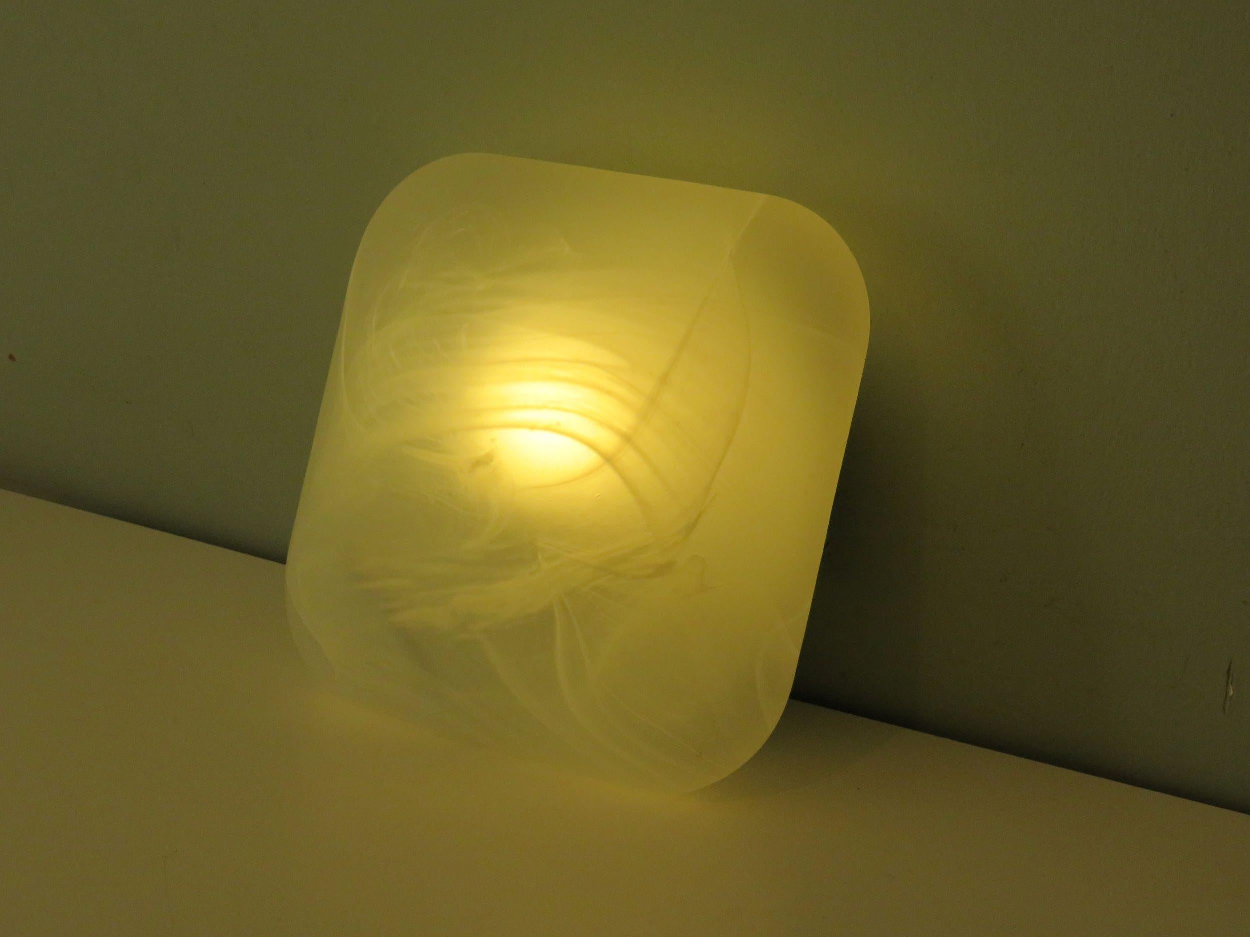 Veiled Milk Glass Ceiling Lamp by Massive, Belgium 1980s In Good Condition For Sale In Herentals, BE