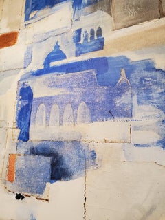 "Verschleierte Pfade", abstrakte Architektur-Mixed-Media-Malerei von Louis Shields