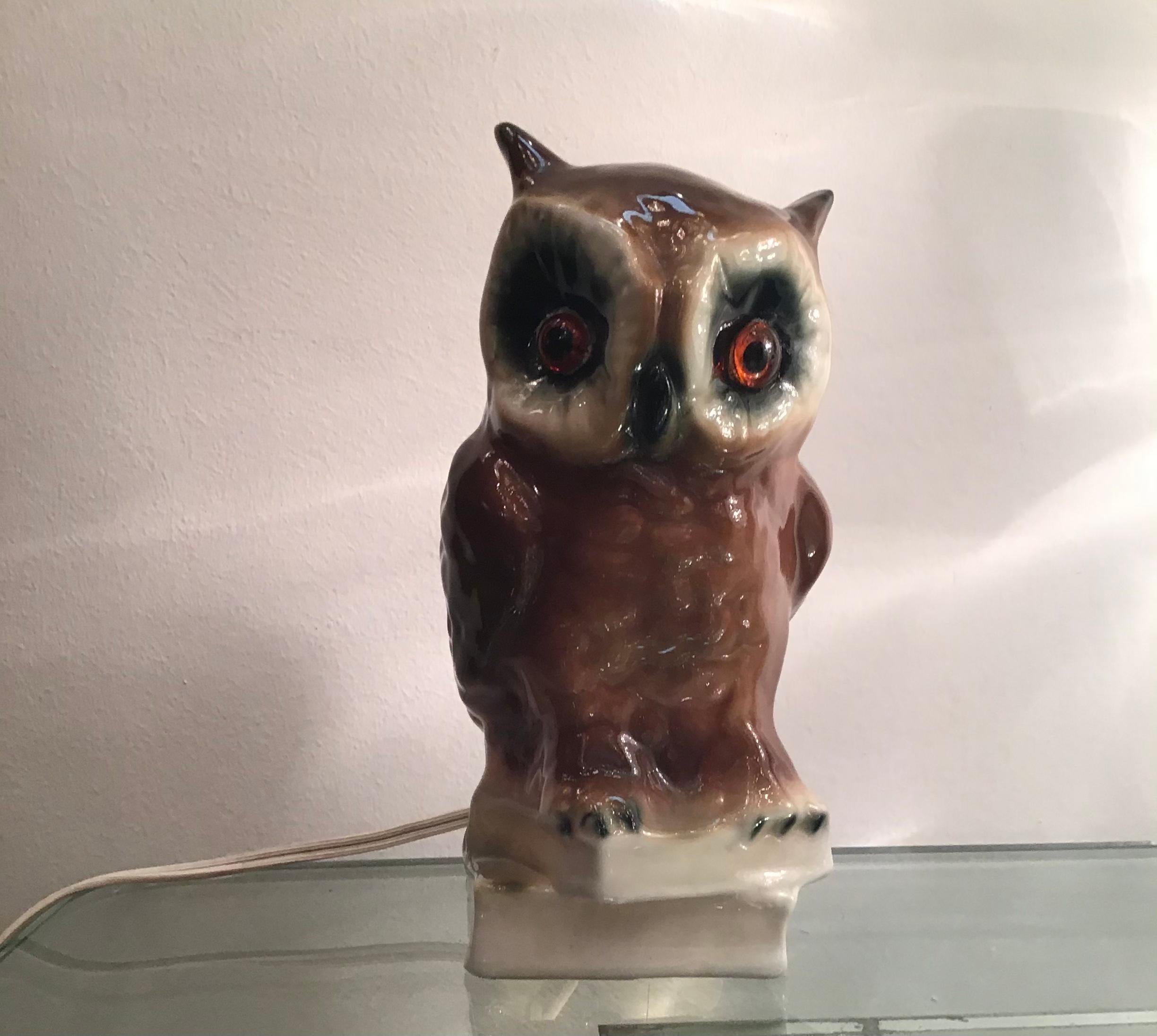 Veilleuse “Capodimonte “ Owl 1950 Italy For Sale 3