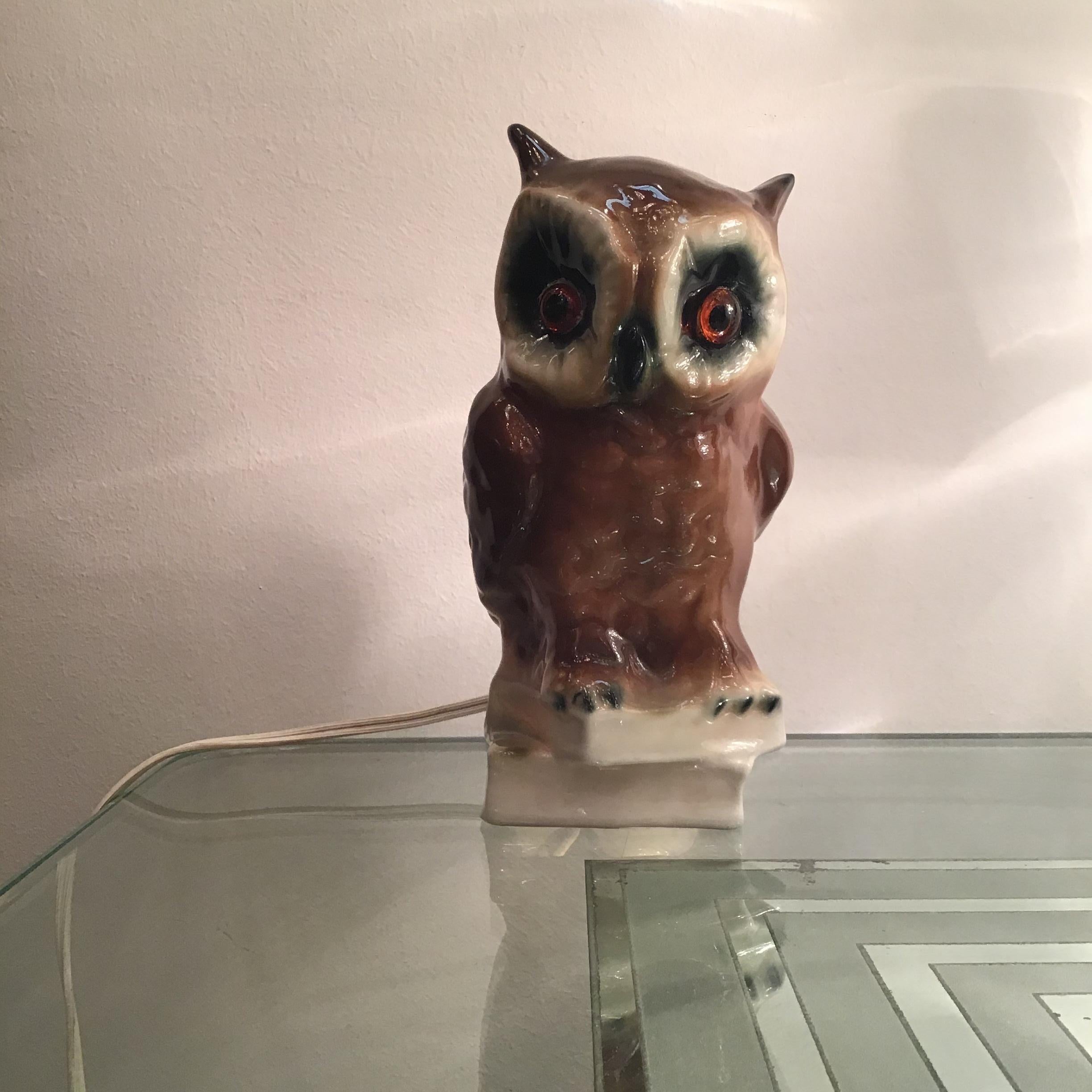 Veilleuse “Capodimonte “ Owl 1950 Italy For Sale 4