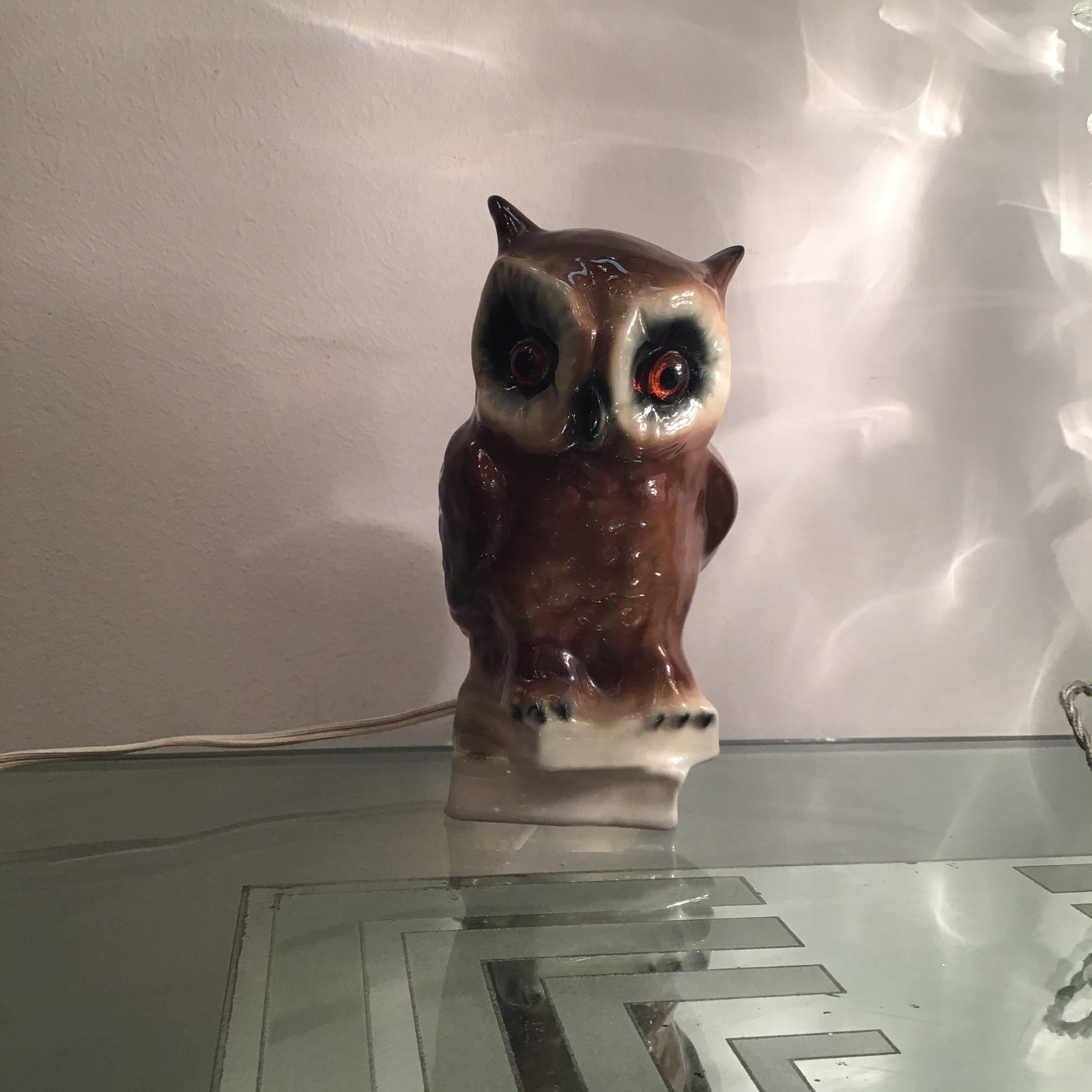 Veilleuse “Capodimonte “ Owl 1950 Italy For Sale 5