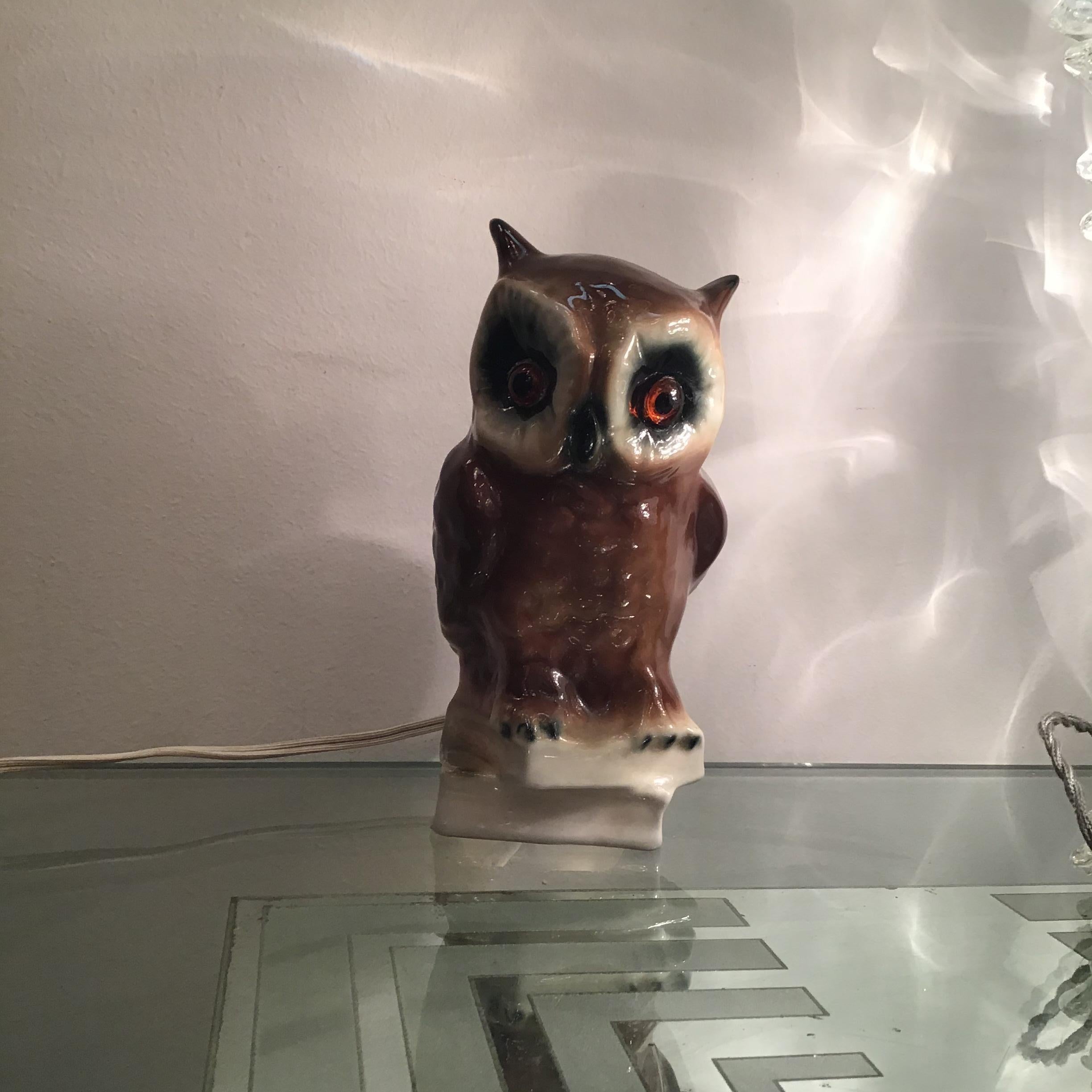 Veilleuse “Capodimonte “ Owl 1950 Italy For Sale 6