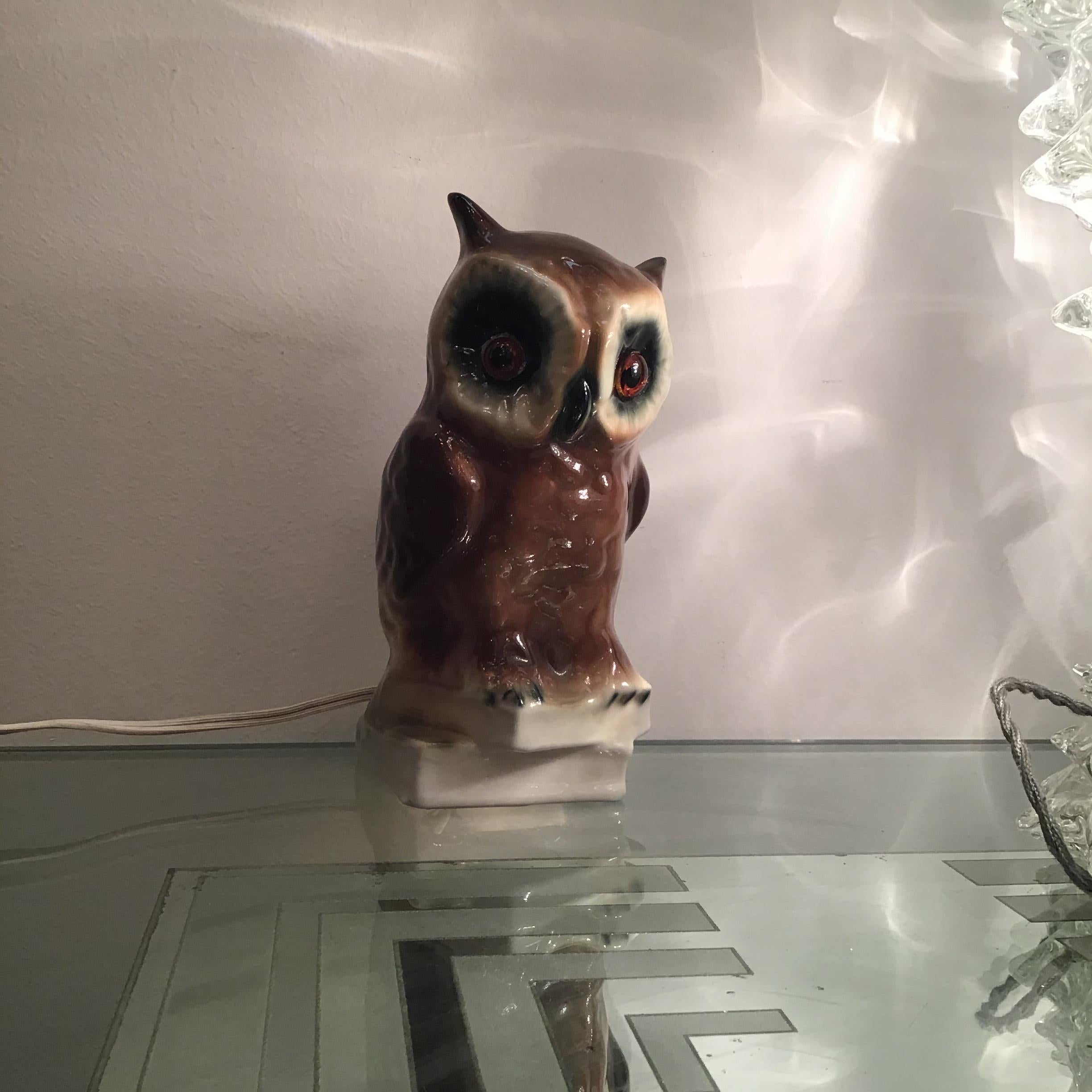 Hibou de Capodimonte veilleuse, Italie, 1950 en vente 7