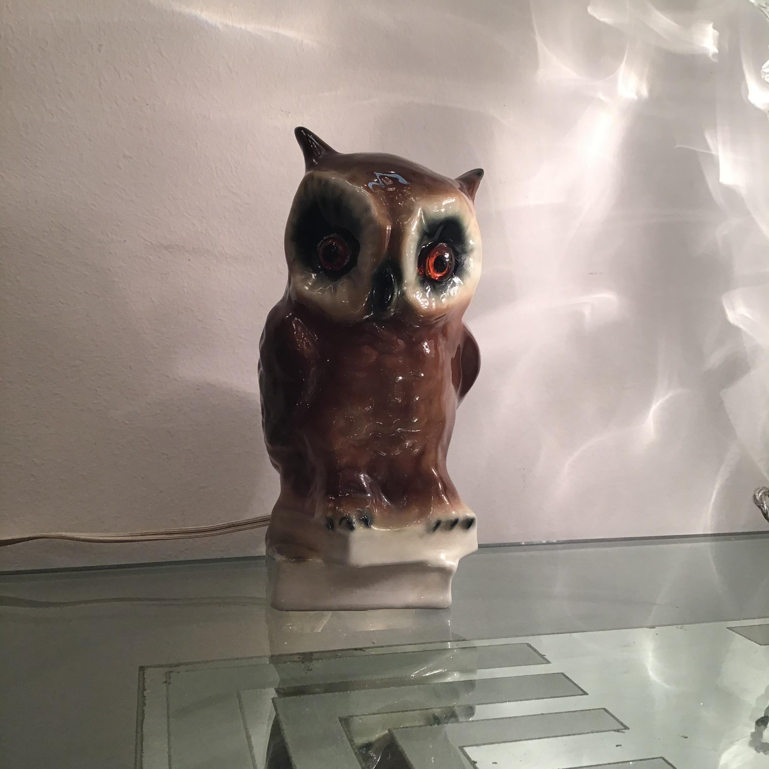Veilleuse “Capodimonte “ Owl 1950 Italy For Sale 8