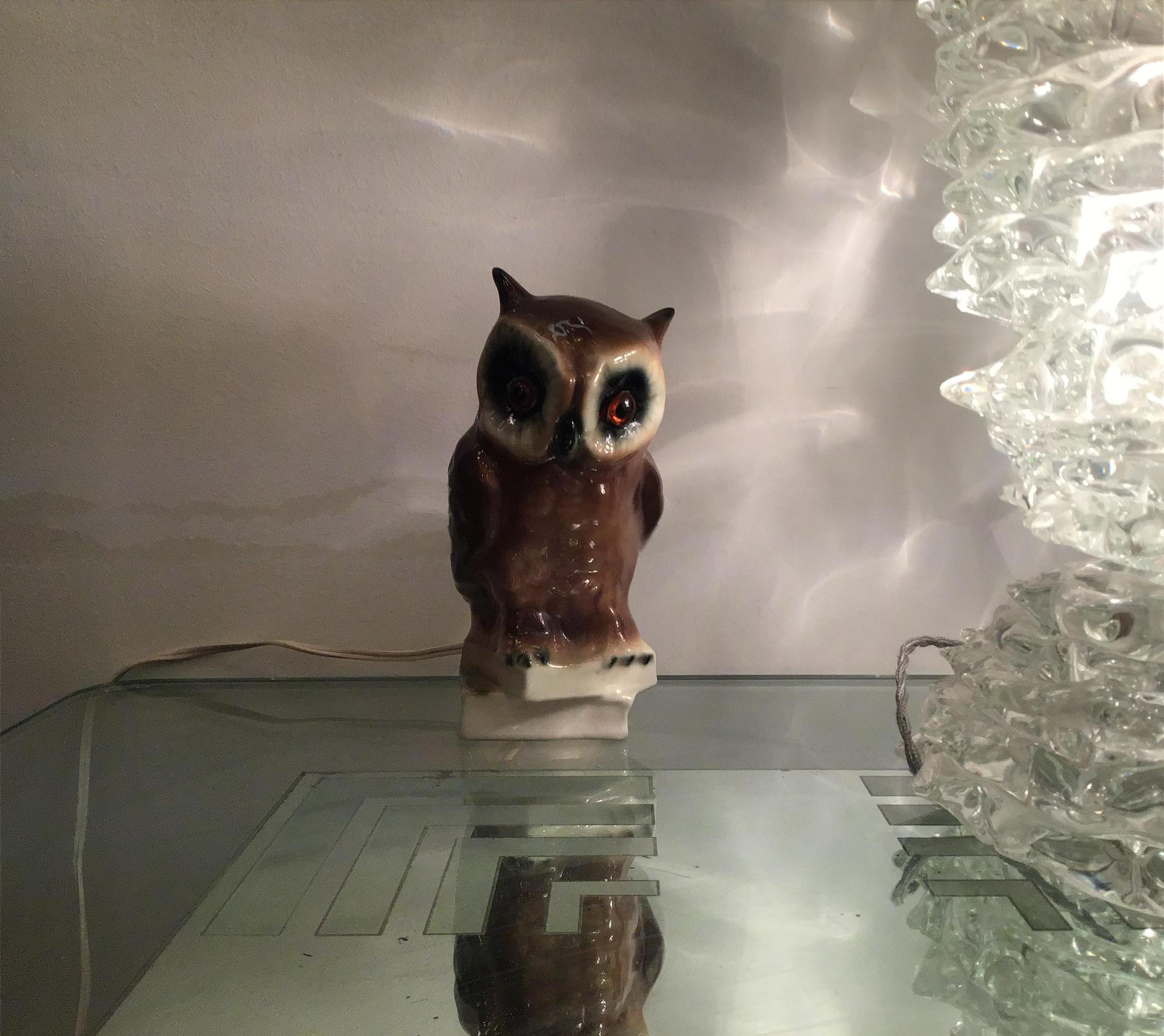 Veilleuse “Capodimonte “ Owl 1950 Italy For Sale 10