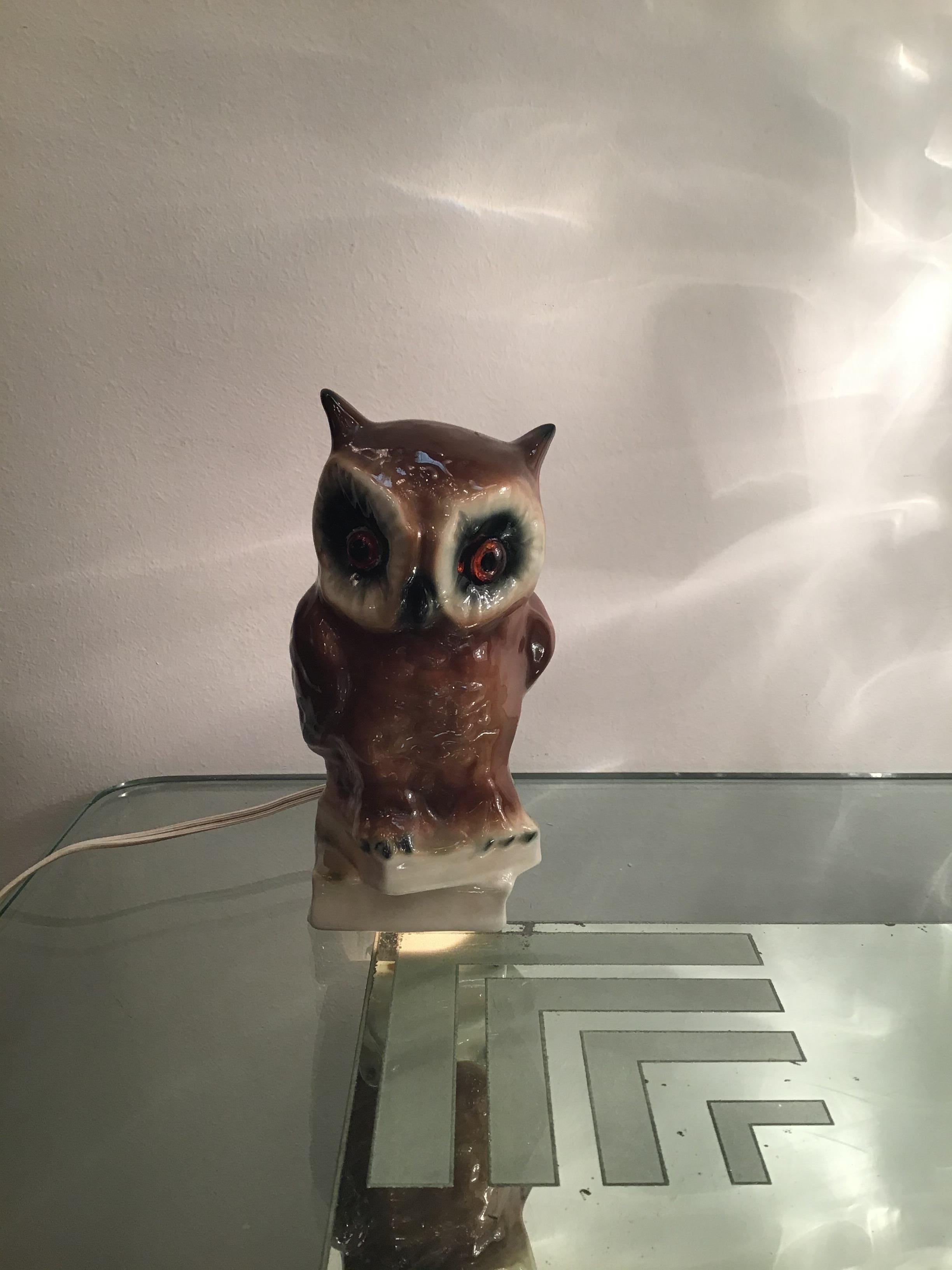 Veilleuse “Capodimonte “ Owl 1950 Italy For Sale 1